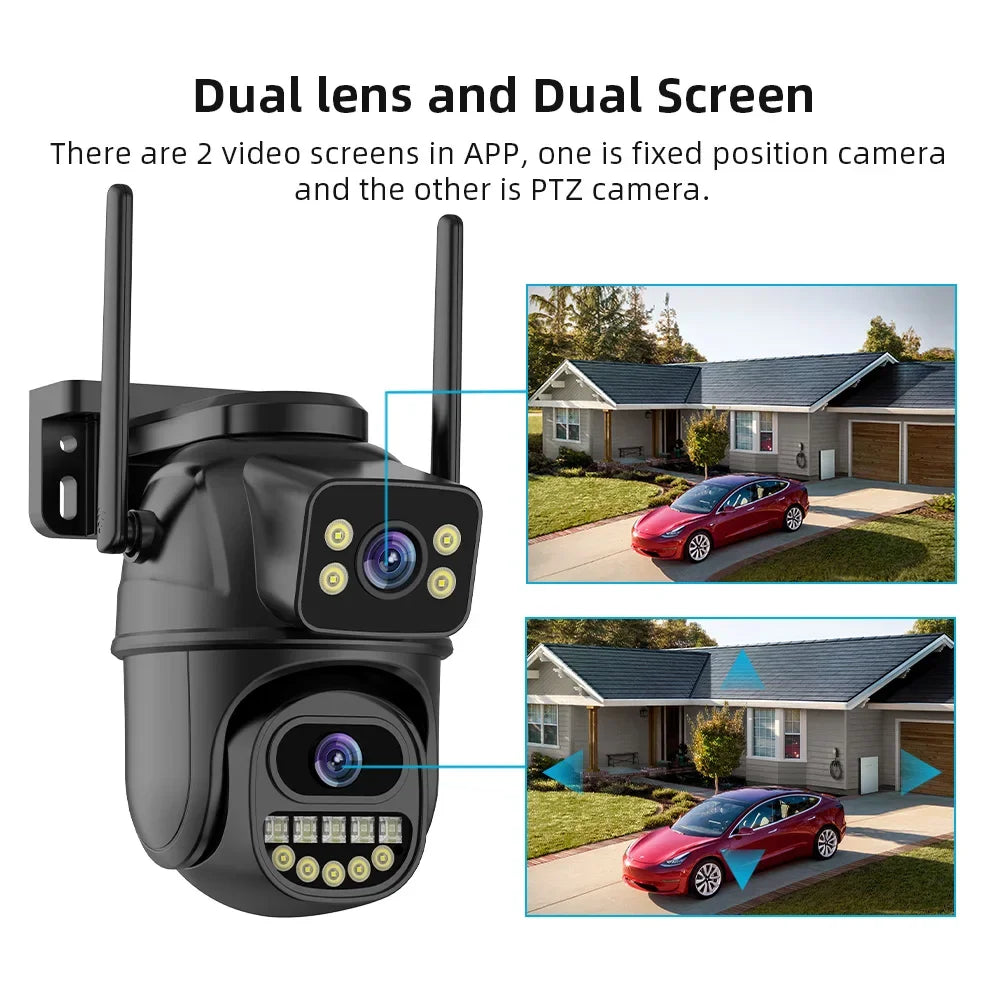 BELIA 4K 8MP WiFi-Überwachungskamera, Dual-Objektiv, 4-facher Digitalzoom