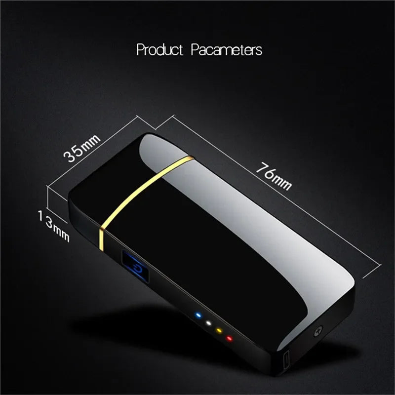 Winddichtes Metallfeuerzeug USB Feuerzeug LED Power Display Touch Sensor