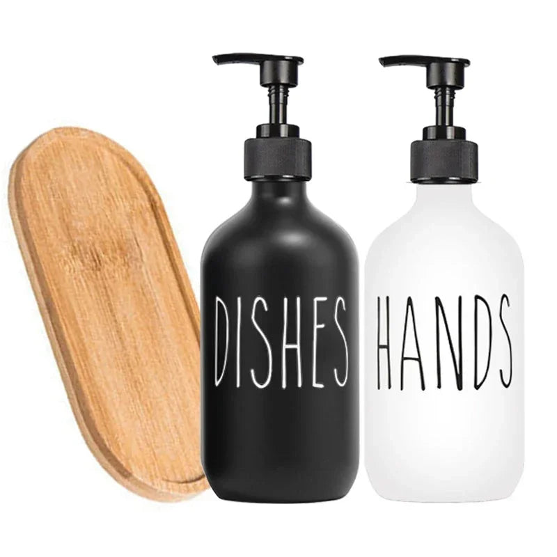 500 ml schwarzes Spülmittelspender-Set mit Kunststoffpumpe