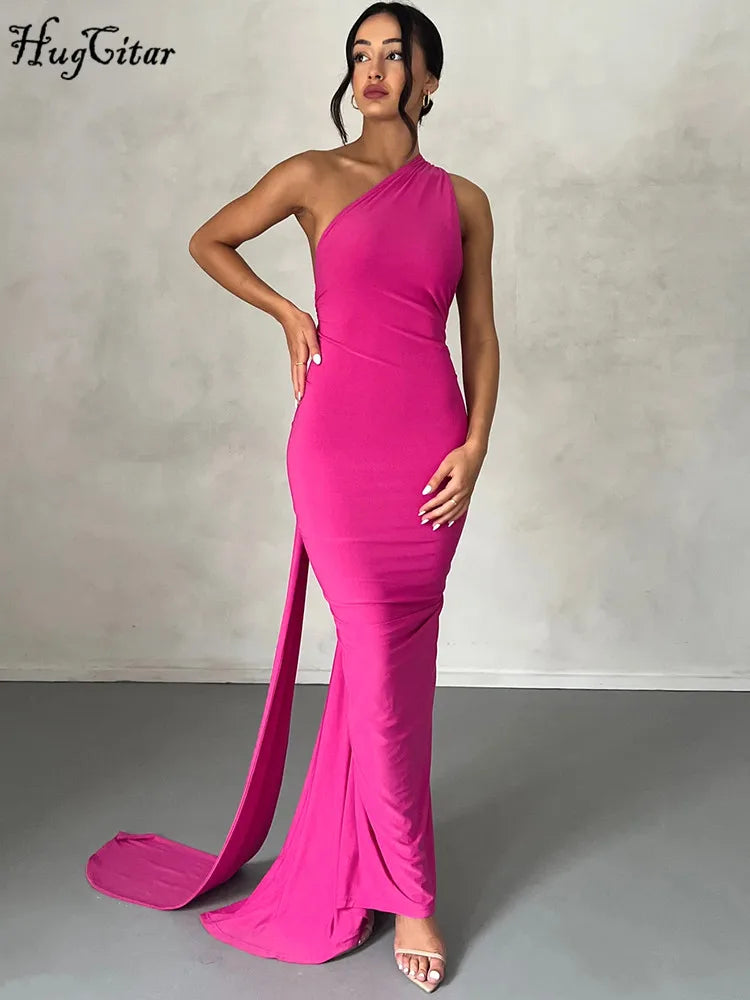 Hugcitar One Shoulder elegantes rückenfreies Kleid