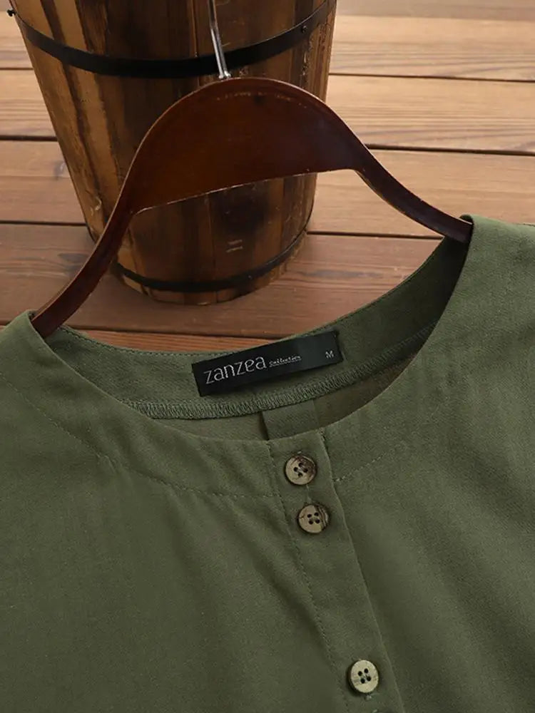 Zanzea Sommer lässige Damen Tunika Top Hemd Baumwolle