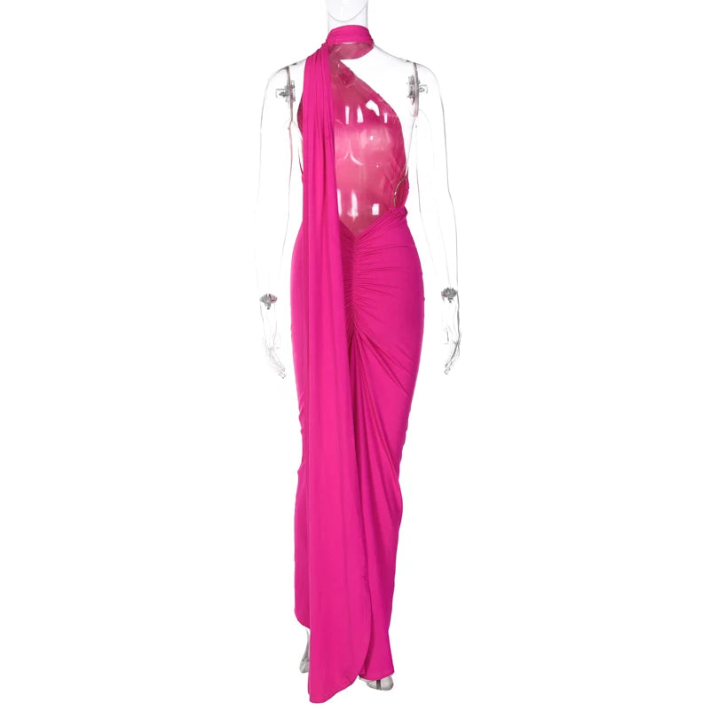 Hugcitar One Shoulder elegantes rückenfreies Kleid