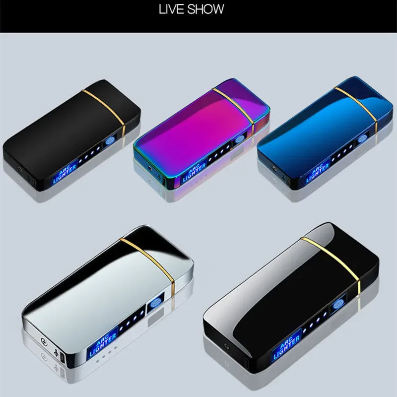 Winddichtes Metallfeuerzeug USB Feuerzeug LED Power Display Touch Sensor