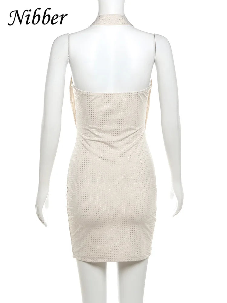 Nibber Diamant Mini Kleid mit Tiefem V-ausschnitt