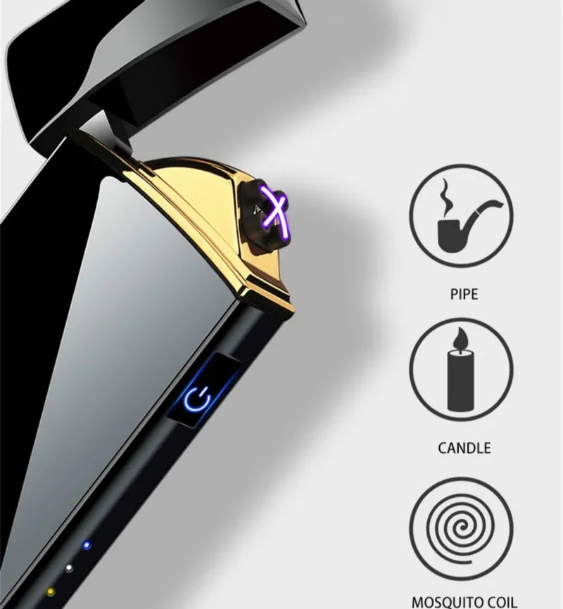 Winddichtes Metallfeuerzeug USB Feuerzeug LED Power Display Touch Sensor