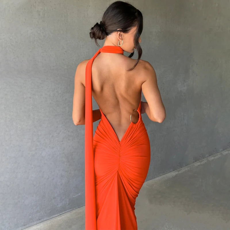 Hugcitar One Shoulder elegantes rückenfreies Kleid