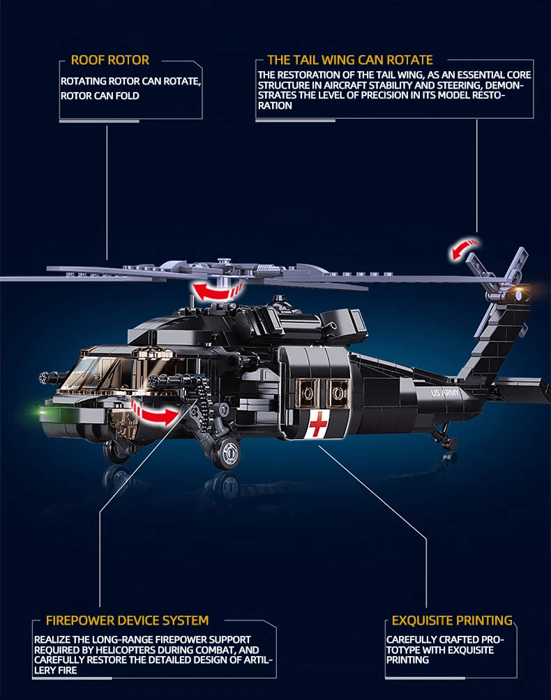 Sluban Blackhawk UH-60L Rettungshubscharauber 692 Teile