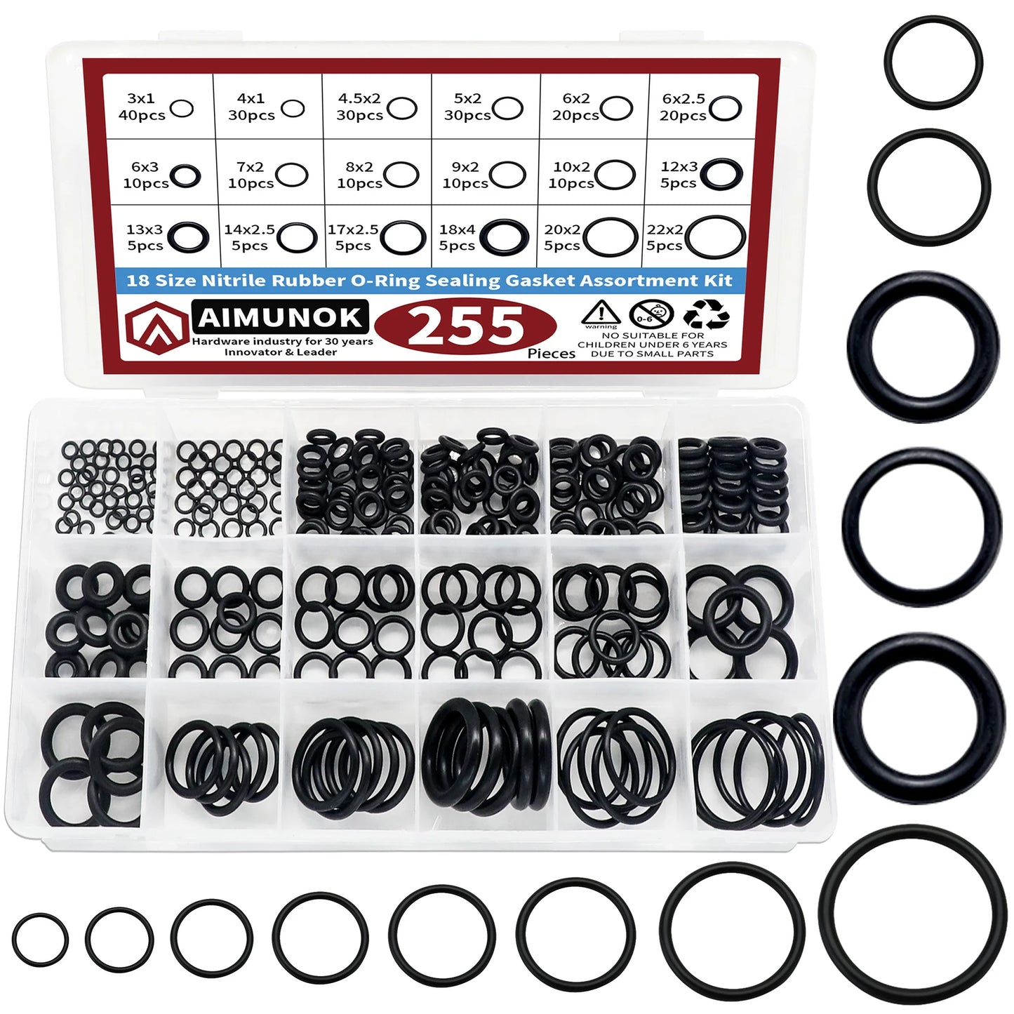 255-teiliges Gummi-O-Ring-Set, Dichtungs-Sortiment-Set