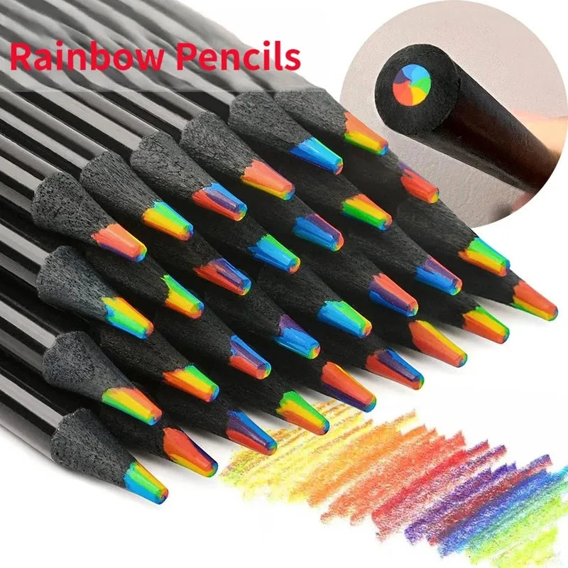 12 teiliger Satz Kawaii Regenbogen Buntstifte 7 Farben