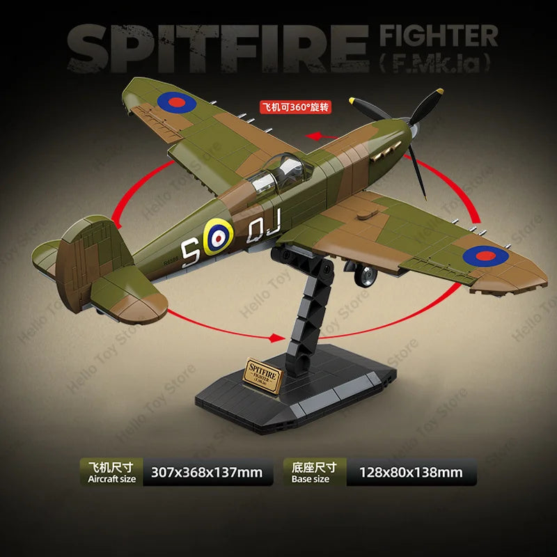 CyunSing Militär Spitfire Fighter Strike Flugzeug Bausteine Weltkrieg Bausteine Set