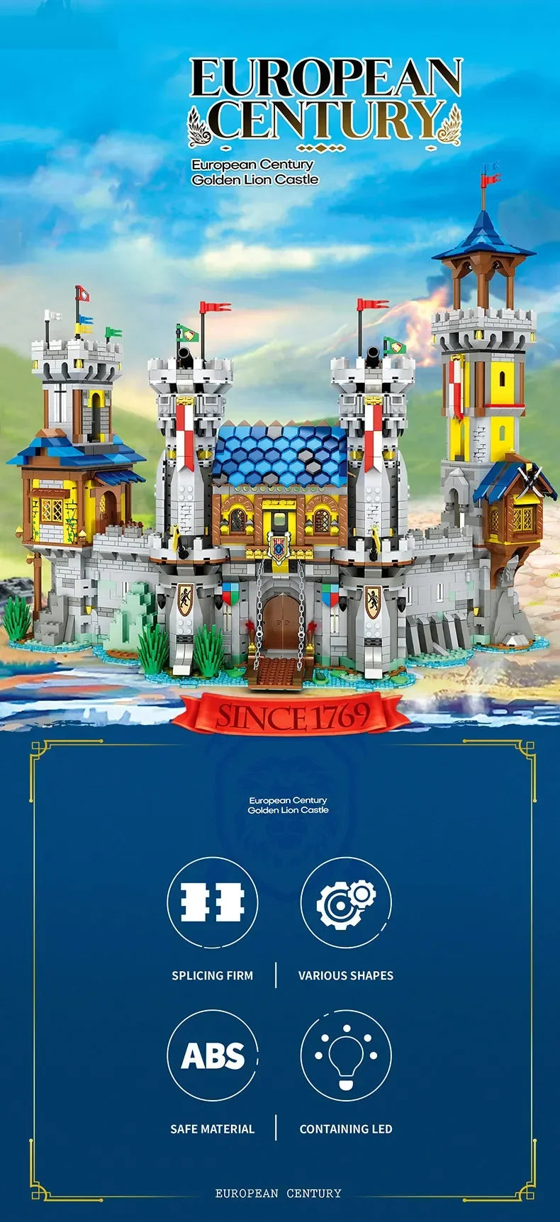 AMAZINGBLOKS 2722 Teile Mittelalterliche Burg Bausteine Moc