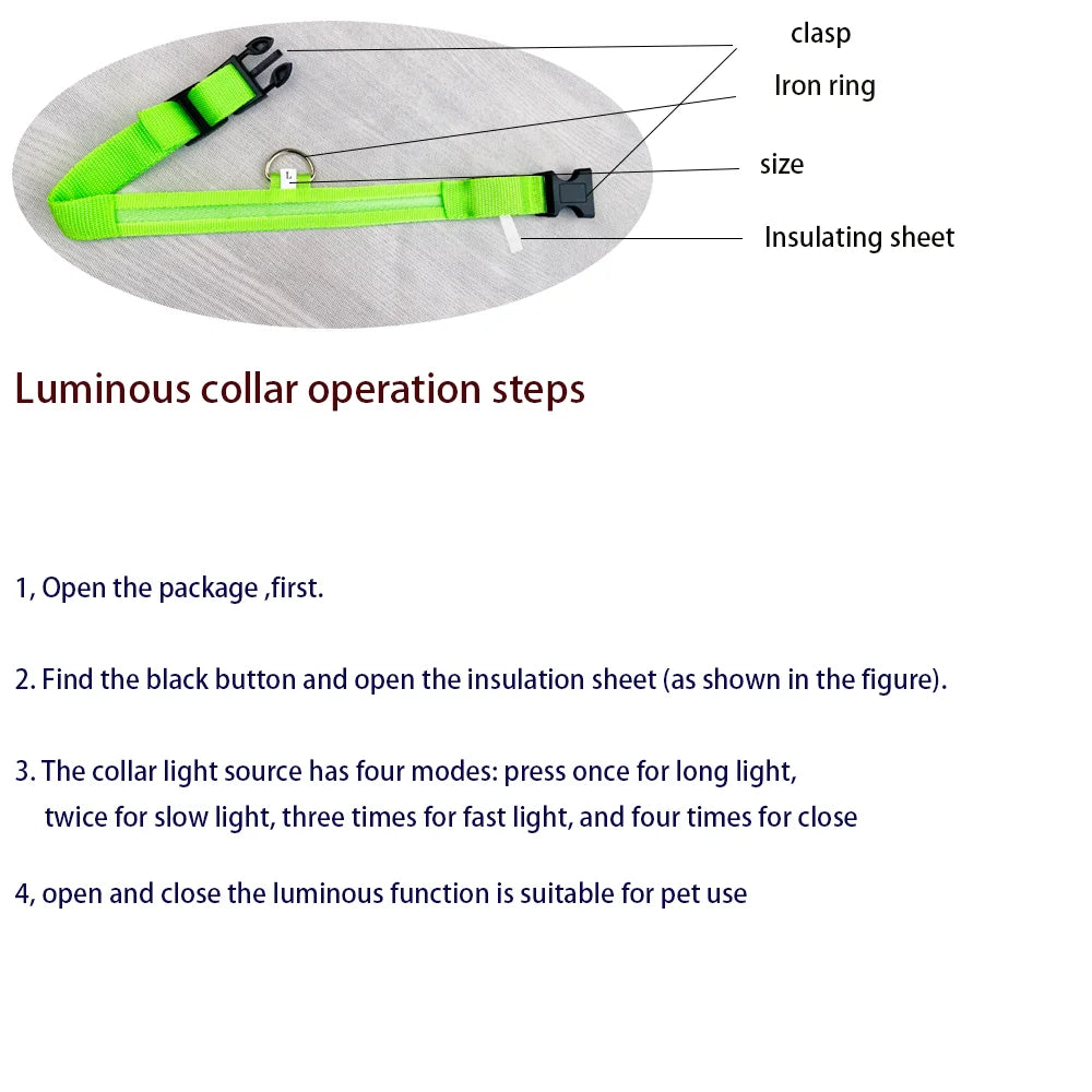 Nylon LED Nacht Sicherheit blinkendes Hundehalsband