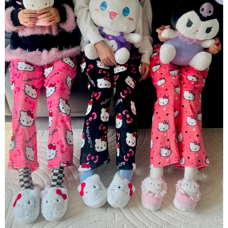 Damen Sanrio Hello Kitty Anime Y2k Kawaii Flanell Pyjama Hose
