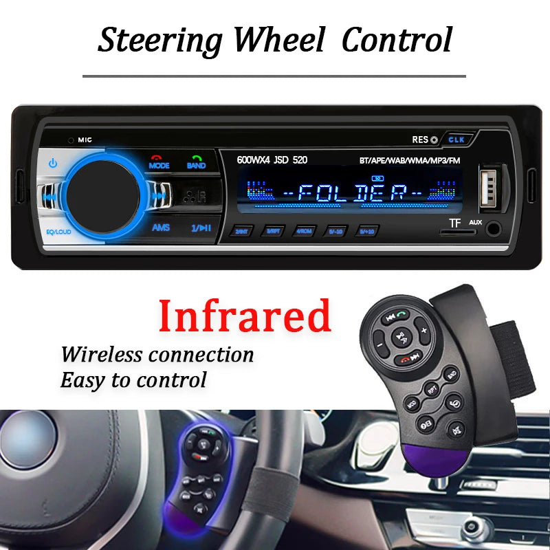 Autoradio 1 Din Stereo-Player Digital Bluetooth Auto MP3-Player 60 Wx4