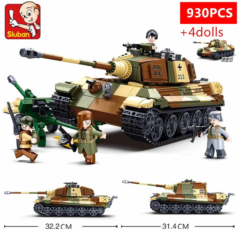 Sluban 930 Teile ARMY Tiger Tank WW2 Military (Bausteine Set)