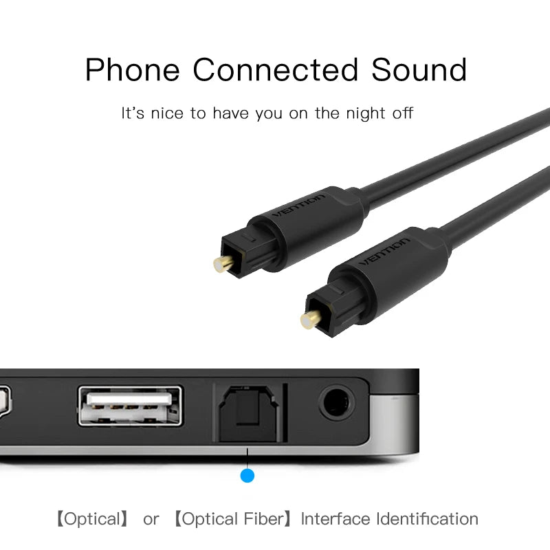 Vention Digital Optisches Audiokabel Toslink SPDIF Koaxialkabel 1m 2m 5m