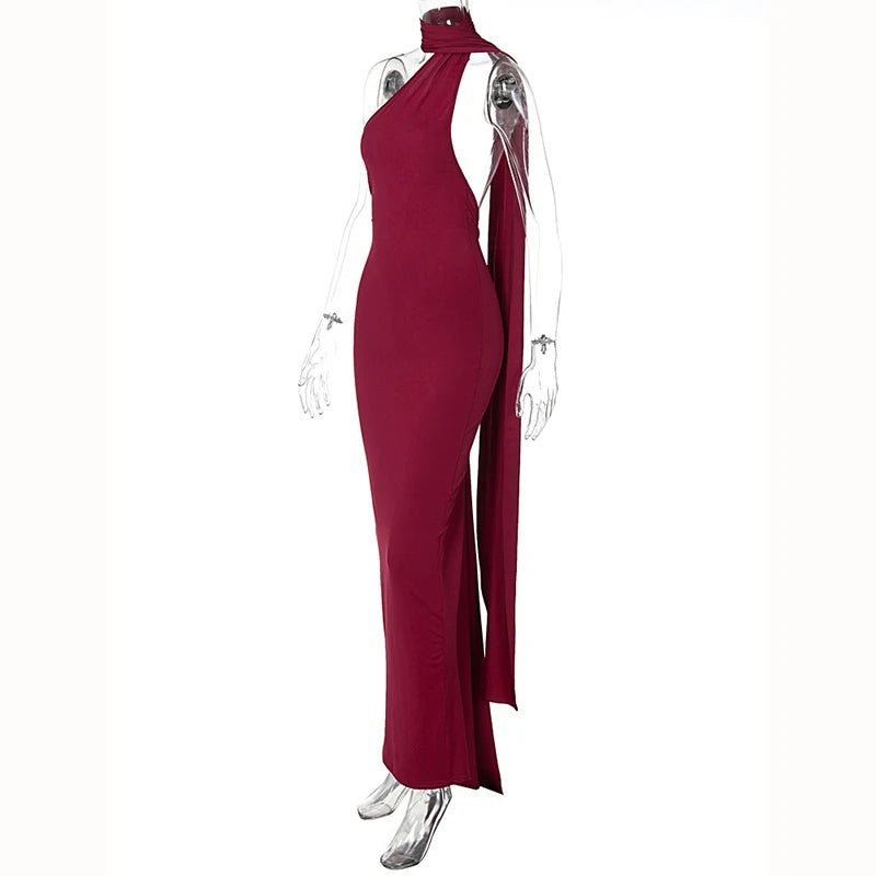 Hugcitar One Shoulder elegantes rückenfreies Kleid