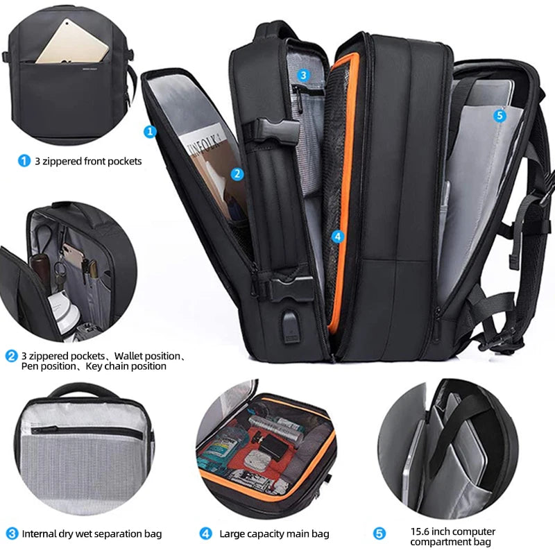 Heroic Knight Rucksack USB-Tasche Große Kapazität 15,6 Laptop Wasserdicht