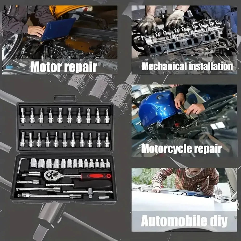 46 Teile Autowerkzeugsatz Steckschlüsselset