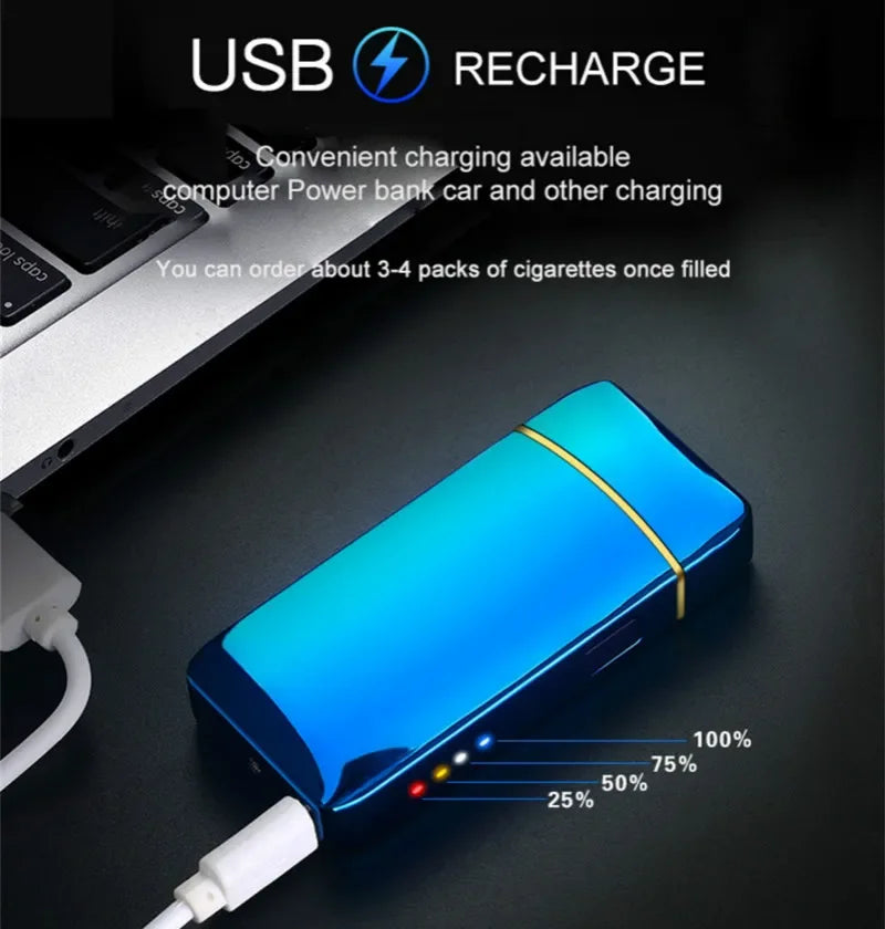 Winddichtes Metallfeuerzeug USB Feuerzeug LED Power Display Touch Sensor