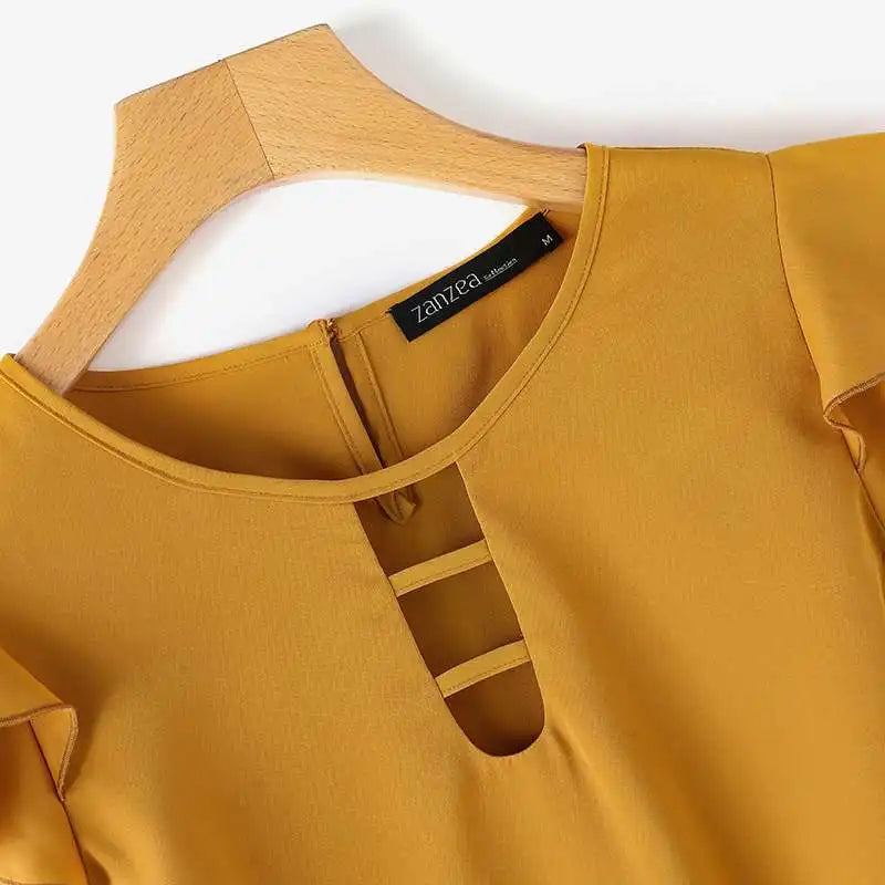 Zanzea elegante Bluse Top Sommer Mode Kurzarm
