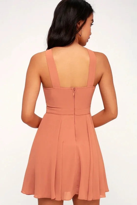 Ärmelloses Rückenfreies Sexy Club Mini Kleid 2024