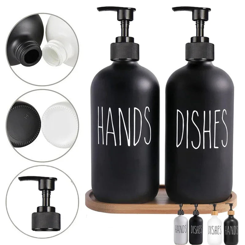 500 ml schwarzes Spülmittelspender-Set mit Kunststoffpumpe