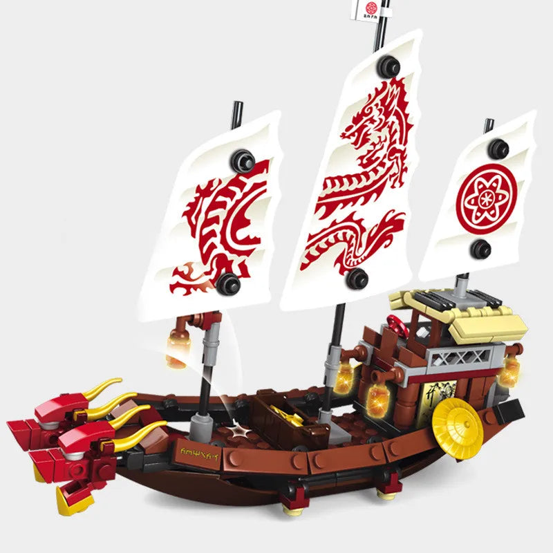 BRICKPANDA Phantom Ninja Drachen Schiff Modell Figuren Boot Bausteine-Set