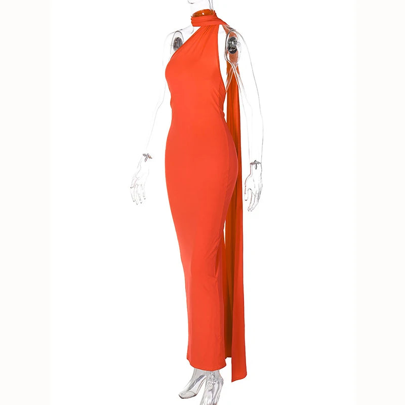 Hugcitar One Shoulder elegantes rückenfreies Kleid