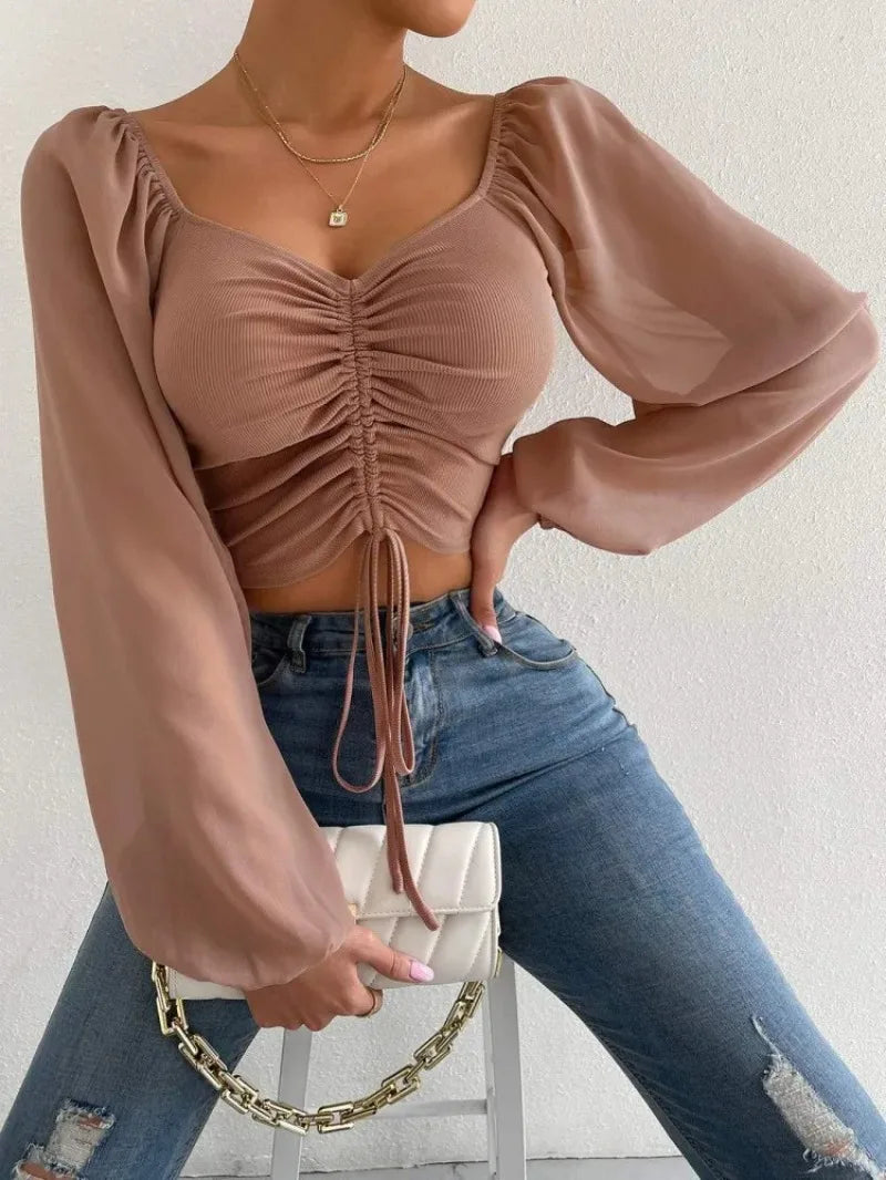 Shirt Top American Style mit Schnur zum hochziehen