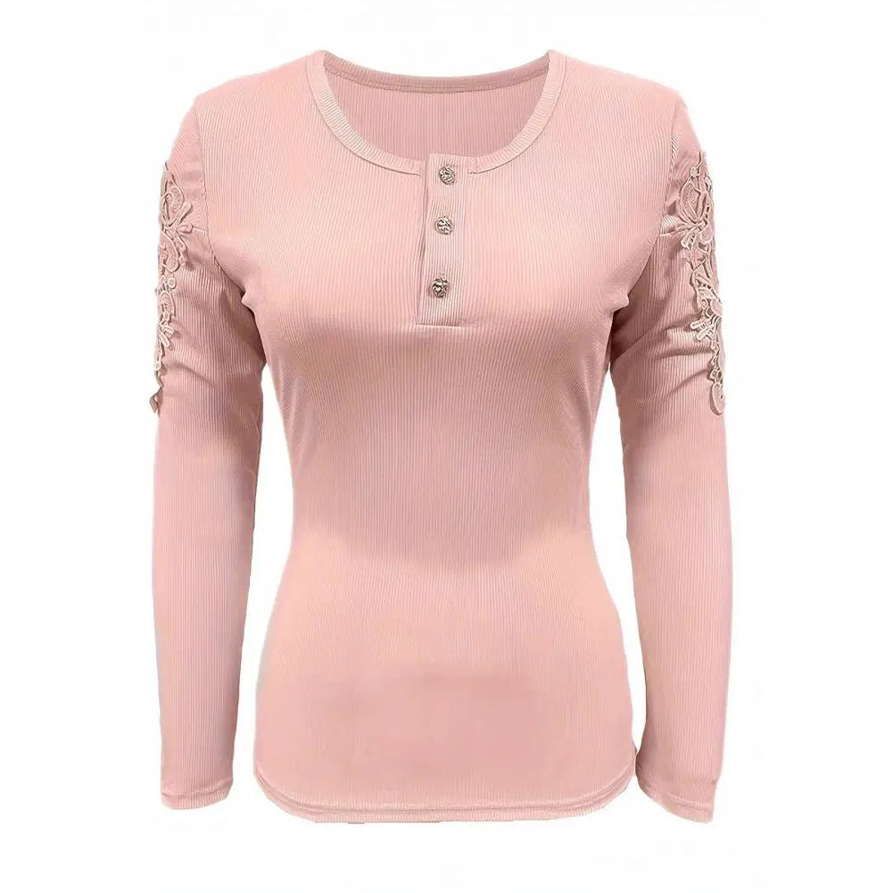 Sannwood Top Bluse elegante Spitze Patchwork