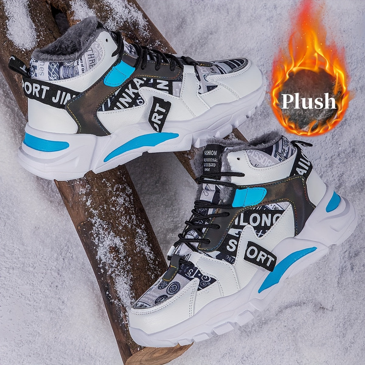 Damen-Winterstiefel mit Plüschfutter, warme, sportliche Freizeitschuhe