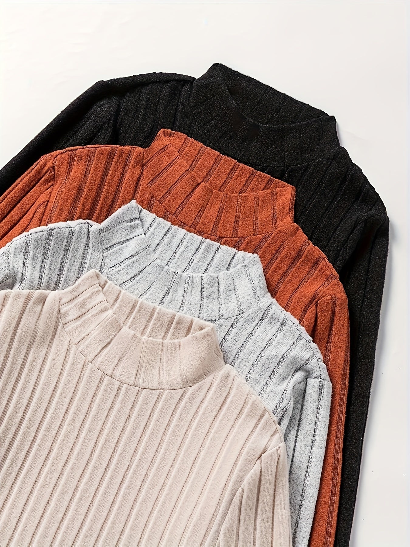 4-teiliges Langarm-Shirt mit Rollkragen Set