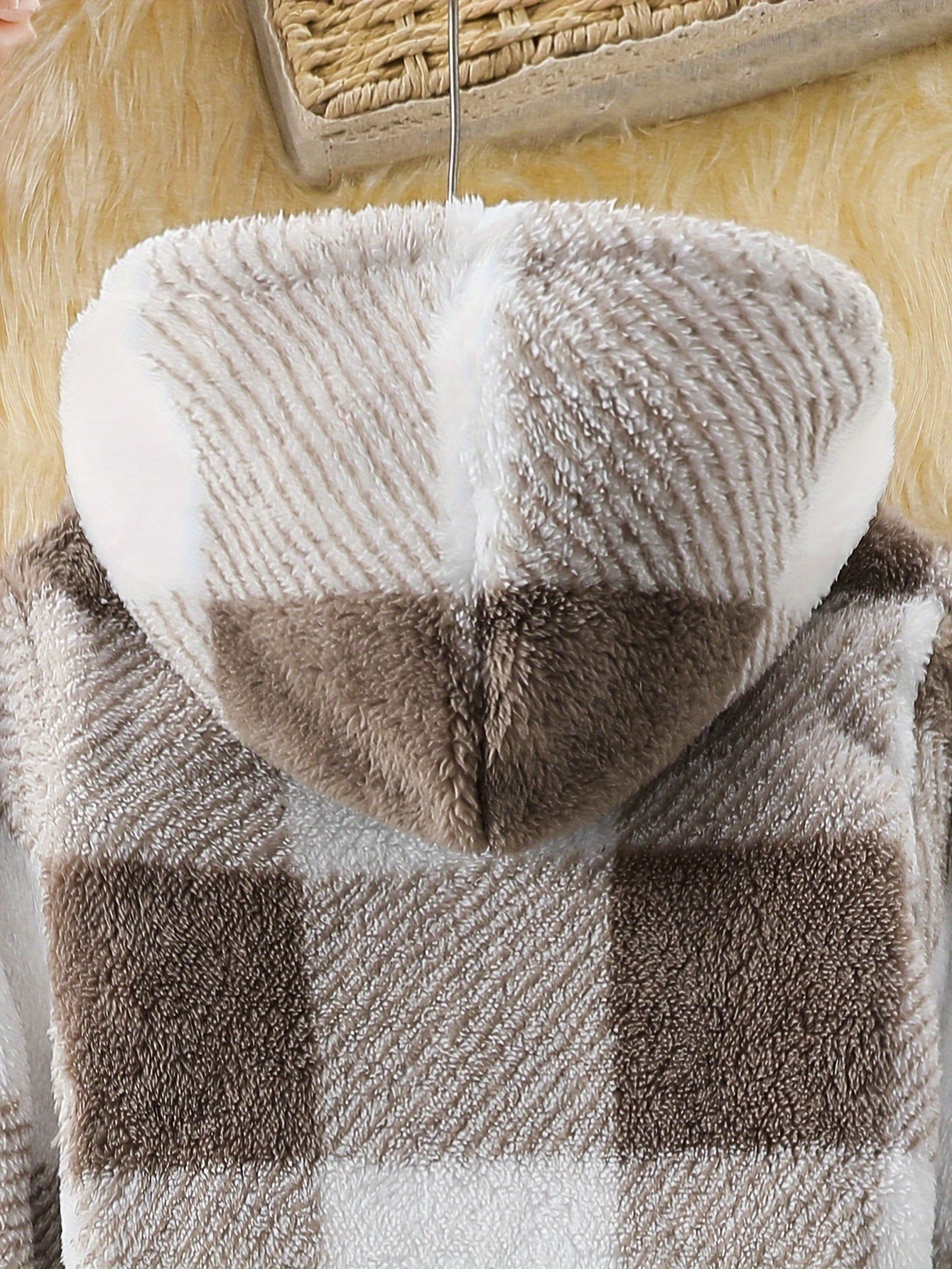 Kariertes Langarmkleid mit Kapuze für Mädchen, bequemes Kleid für Herbst und Winter