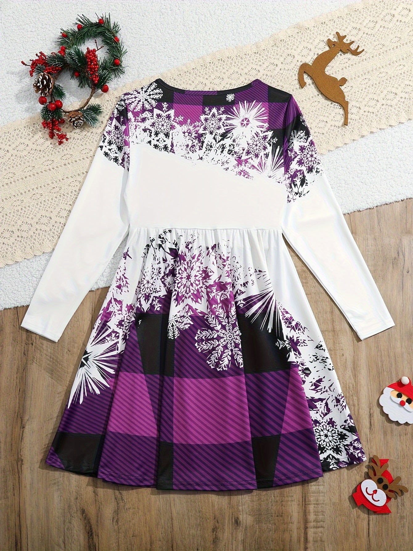 Spleißen Schneemann Langarm Kleid Mädchen Weihnachten / Prinzessin Herbst Winter