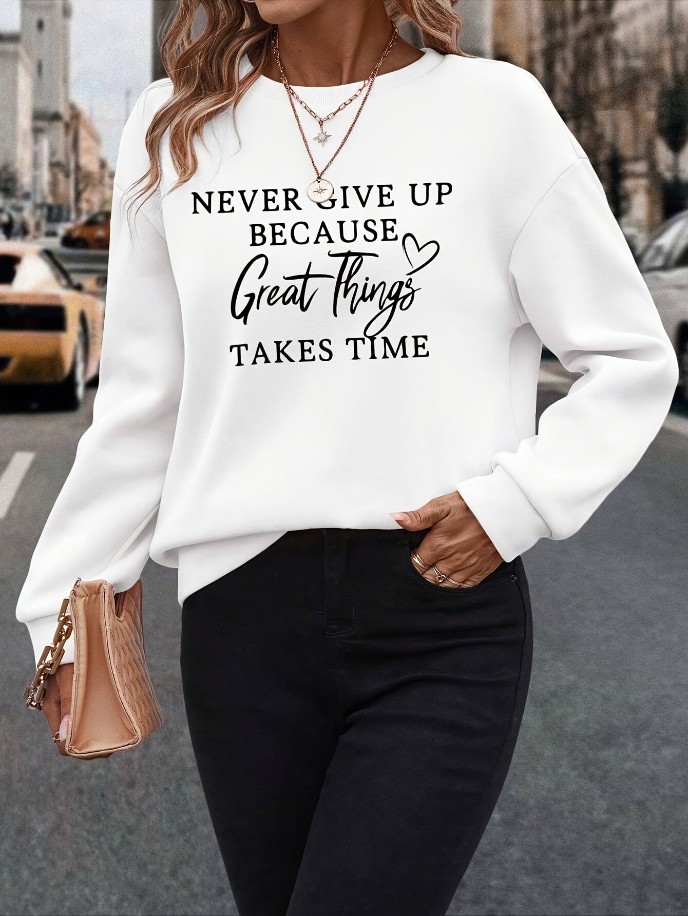 Pullover-Sweatshirt ,lässiges Langarm-Sweatshirt für Herbst und Winter