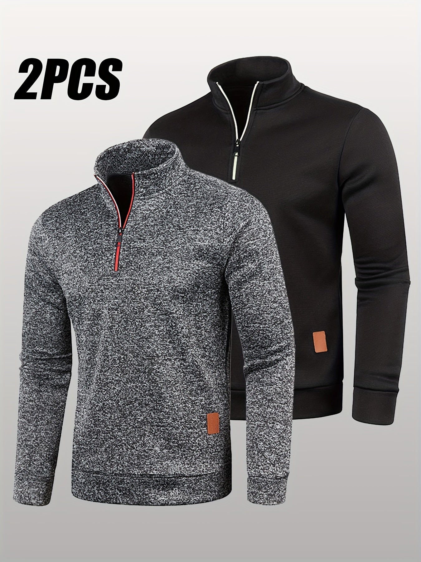 2-teiliges Sweatshirt/Pullover Set mit halbem Reißverschluss für Herren