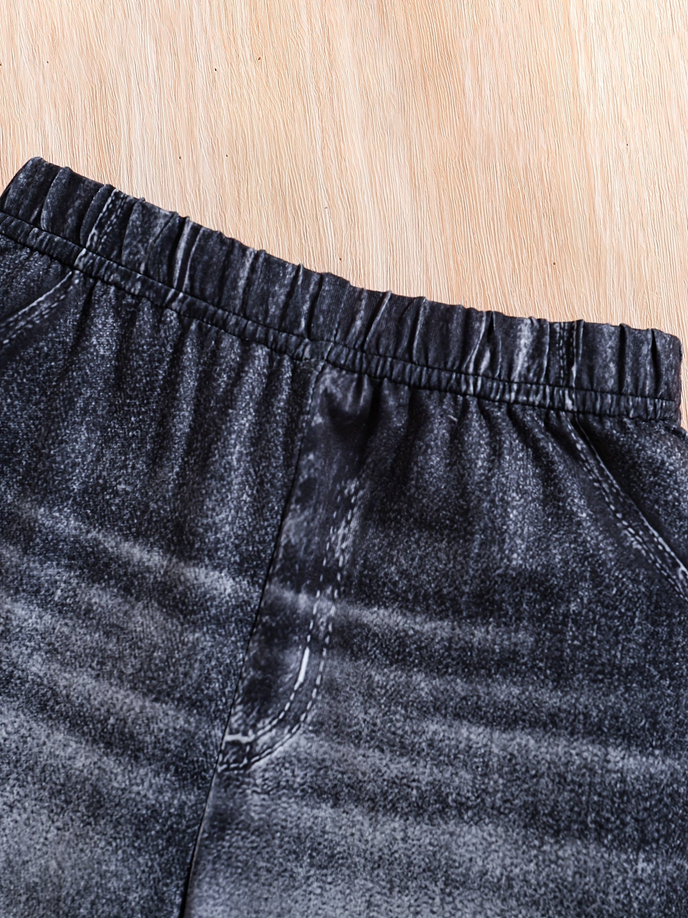 2-teiliges Outfit für Mädchen: Strukturiertes Langarm-Oberteil + Leggings in Denim-Optik