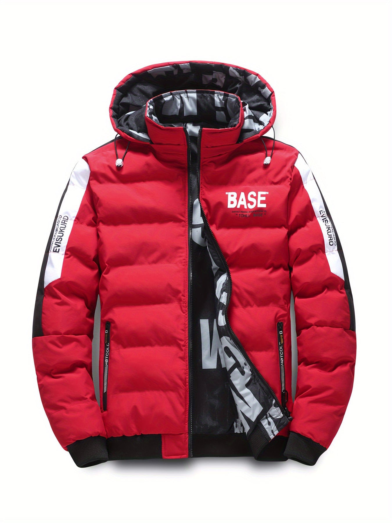 Pufferjacke mit Kapuze für Herren – Lässige Winterjacke aus 100 % Polyester