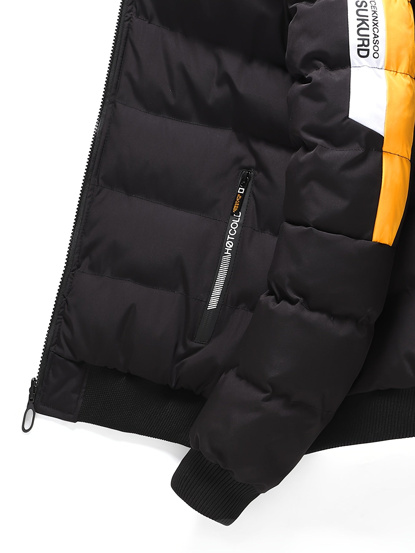 Pufferjacke mit Kapuze für Herren – Lässige Winterjacke aus 100 % Polyester