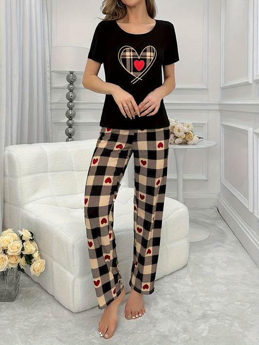 Damen Mädchen Pyjama Schlafanzug 2-teiliges Set