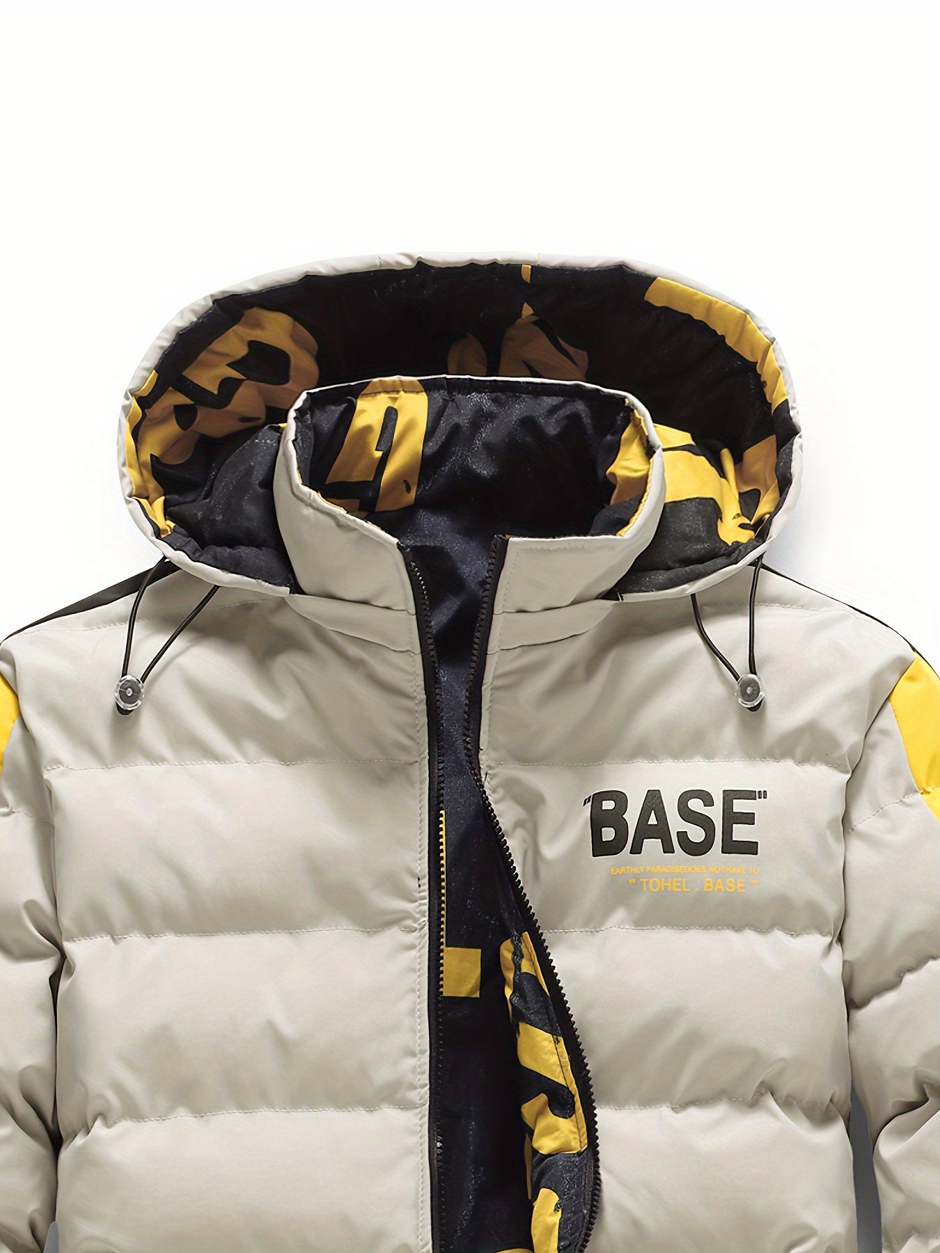 Pufferjacke mit Kapuze für Herren – Lässige Winterjacke aus 100 % Polyester