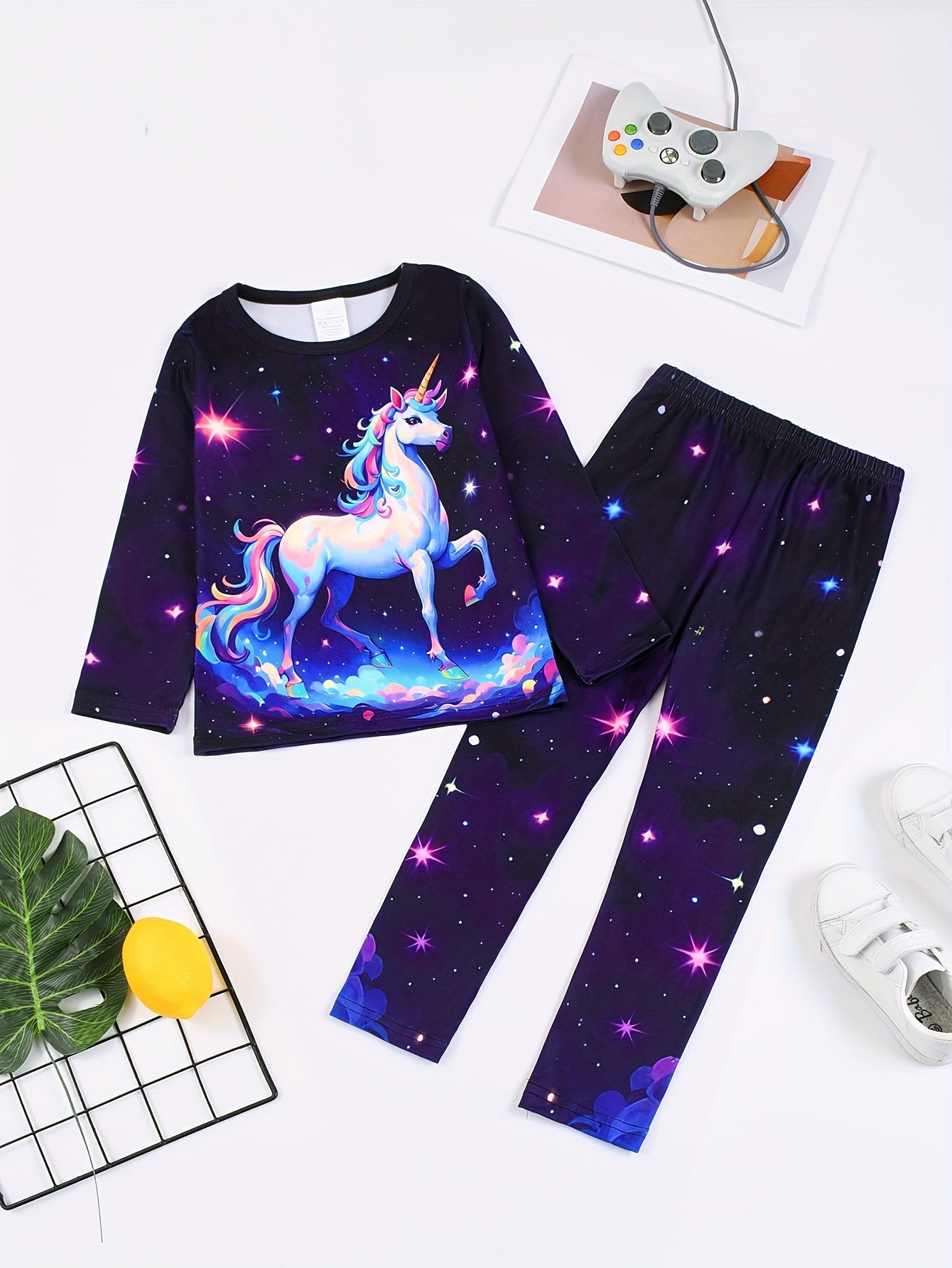 2-teiliges Schlafanzug/Pyjama-Set für Mädchen, lässiges 3D-Digitaldruck-Set