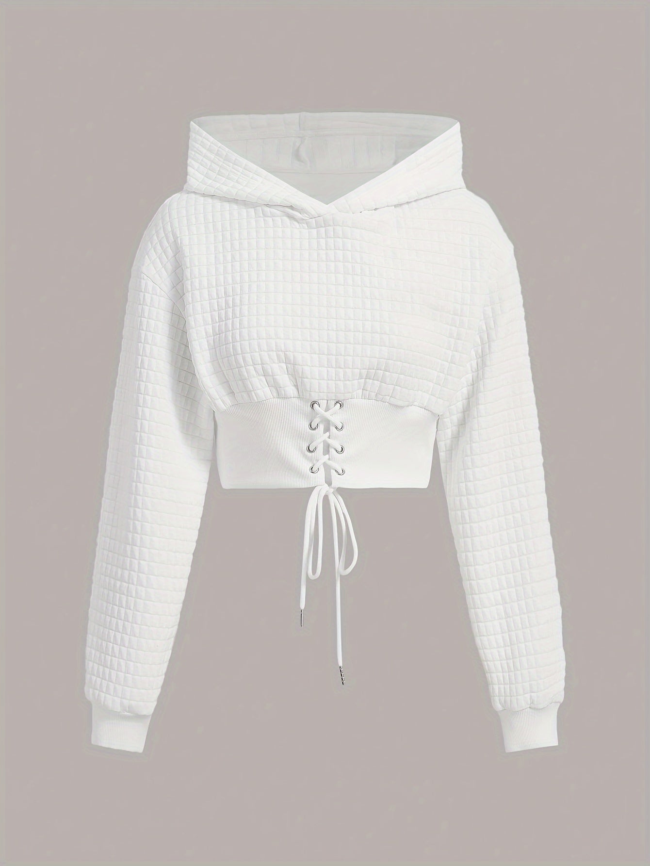 Kurzer Crop Hoodie mit gekreuzter Vorderseite und Bindeband, lässig, Kapuze