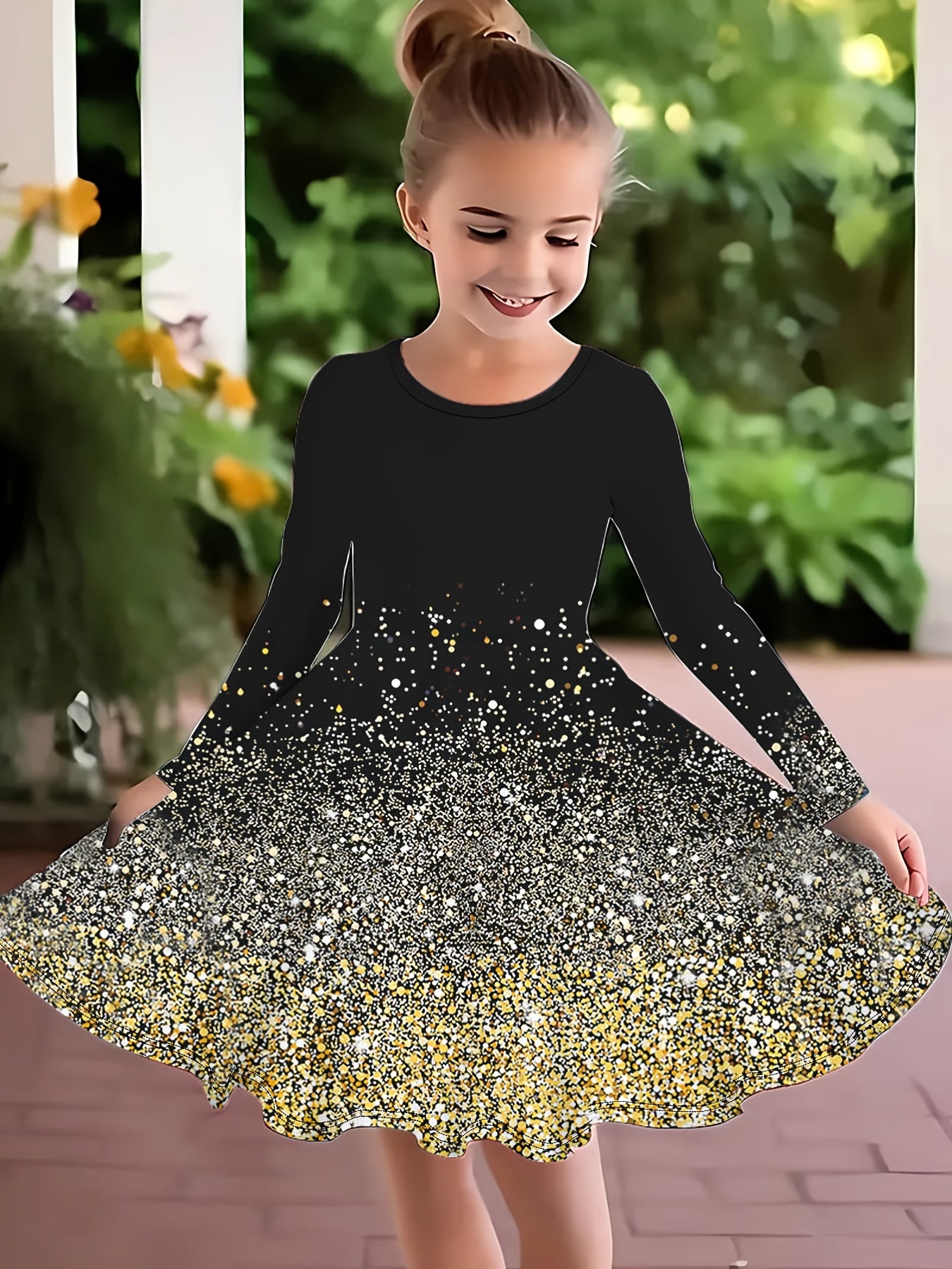 Spleißen Schneemann Langarm Kleid Mädchen Weihnachten / Prinzessin Herbst Winter