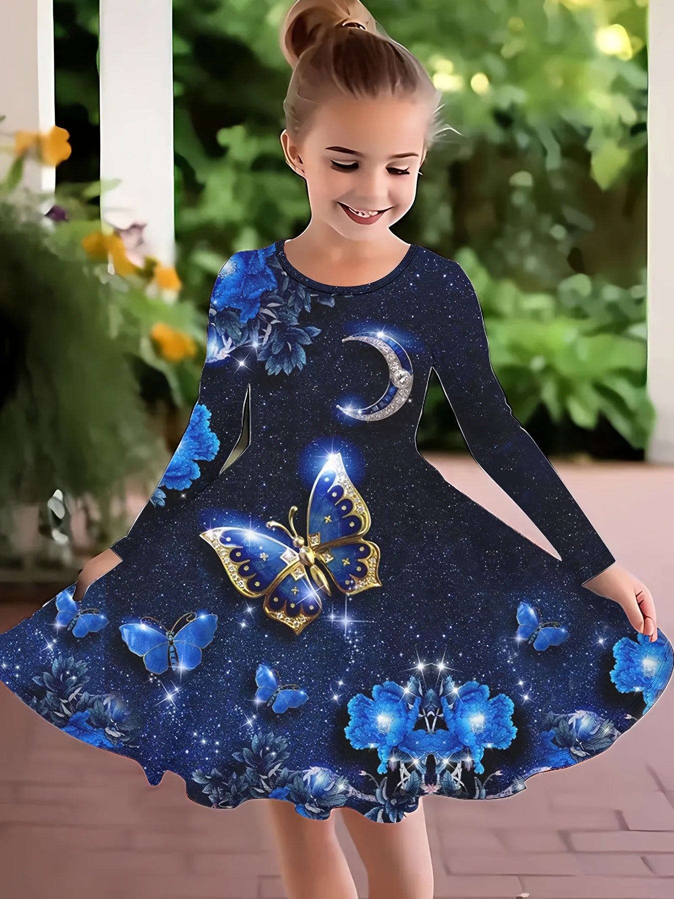 Spleißen Schneemann Langarm Kleid Mädchen Weihnachten / Prinzessin Herbst Winter