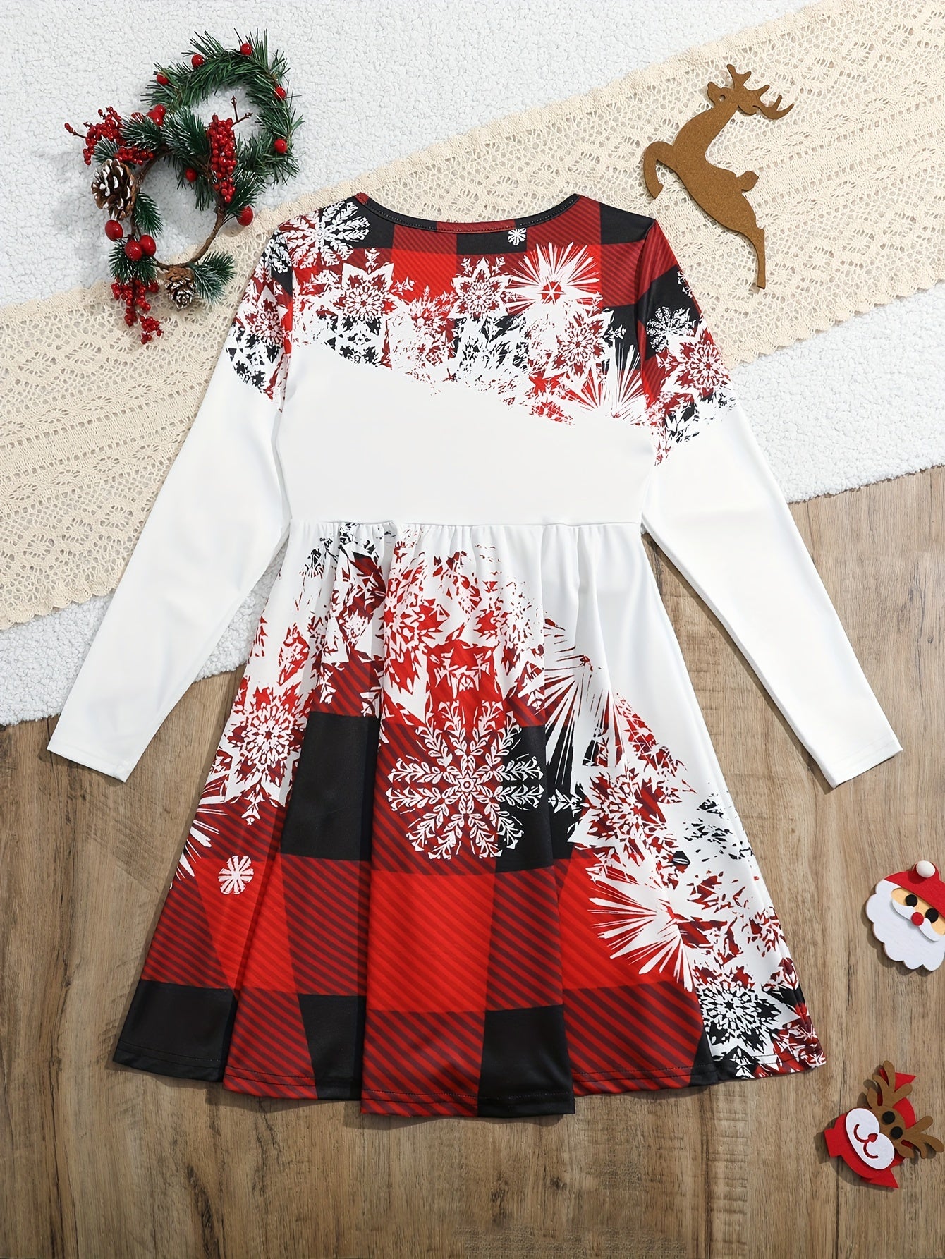 Spleißen Schneemann Langarm Kleid Mädchen Weihnachten / Prinzessin Herbst Winter