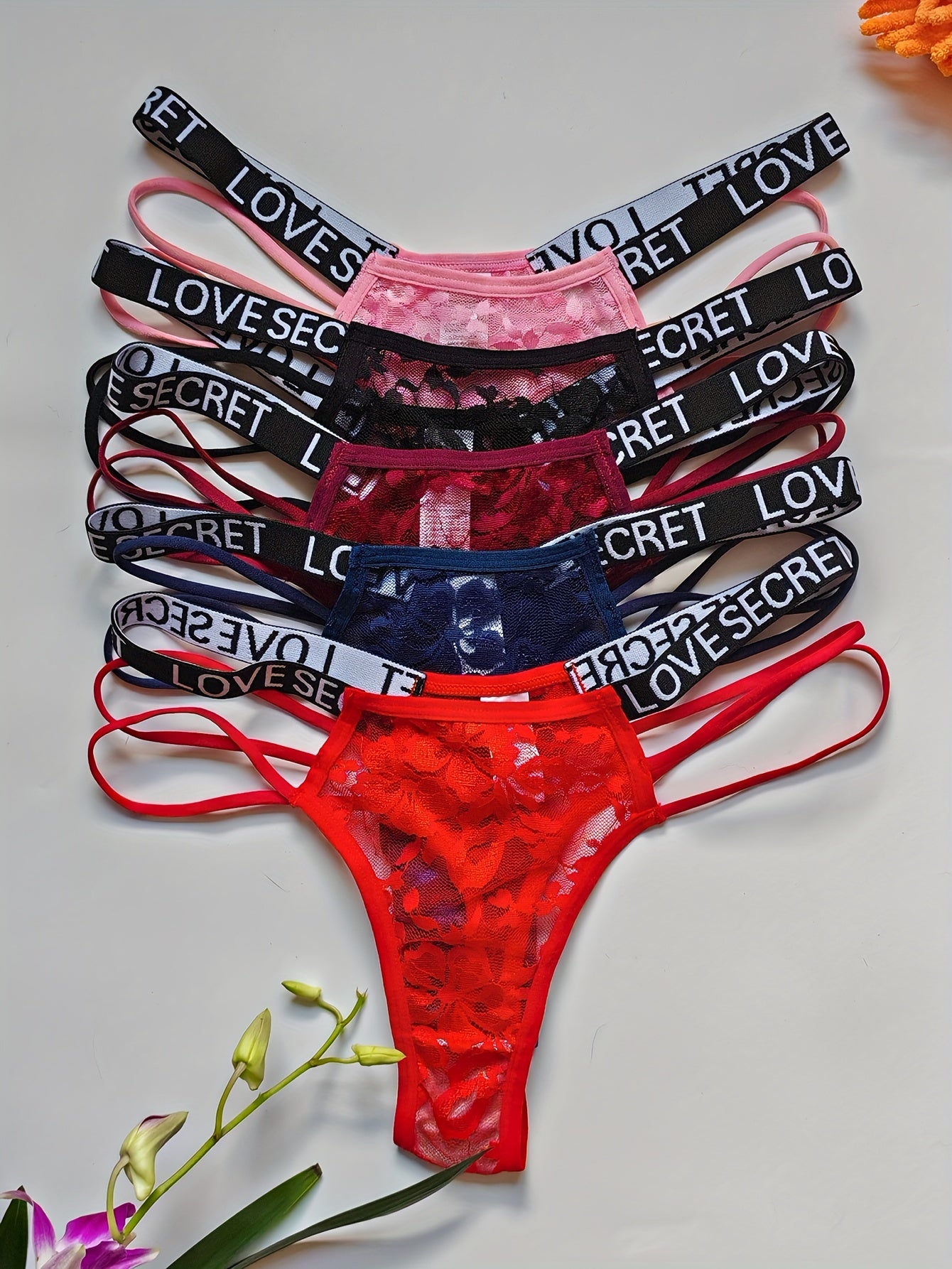 5-teilige Tanga - Set, sexy, bequeme, atmungsaktive, dehnbare Dessous-Höschen