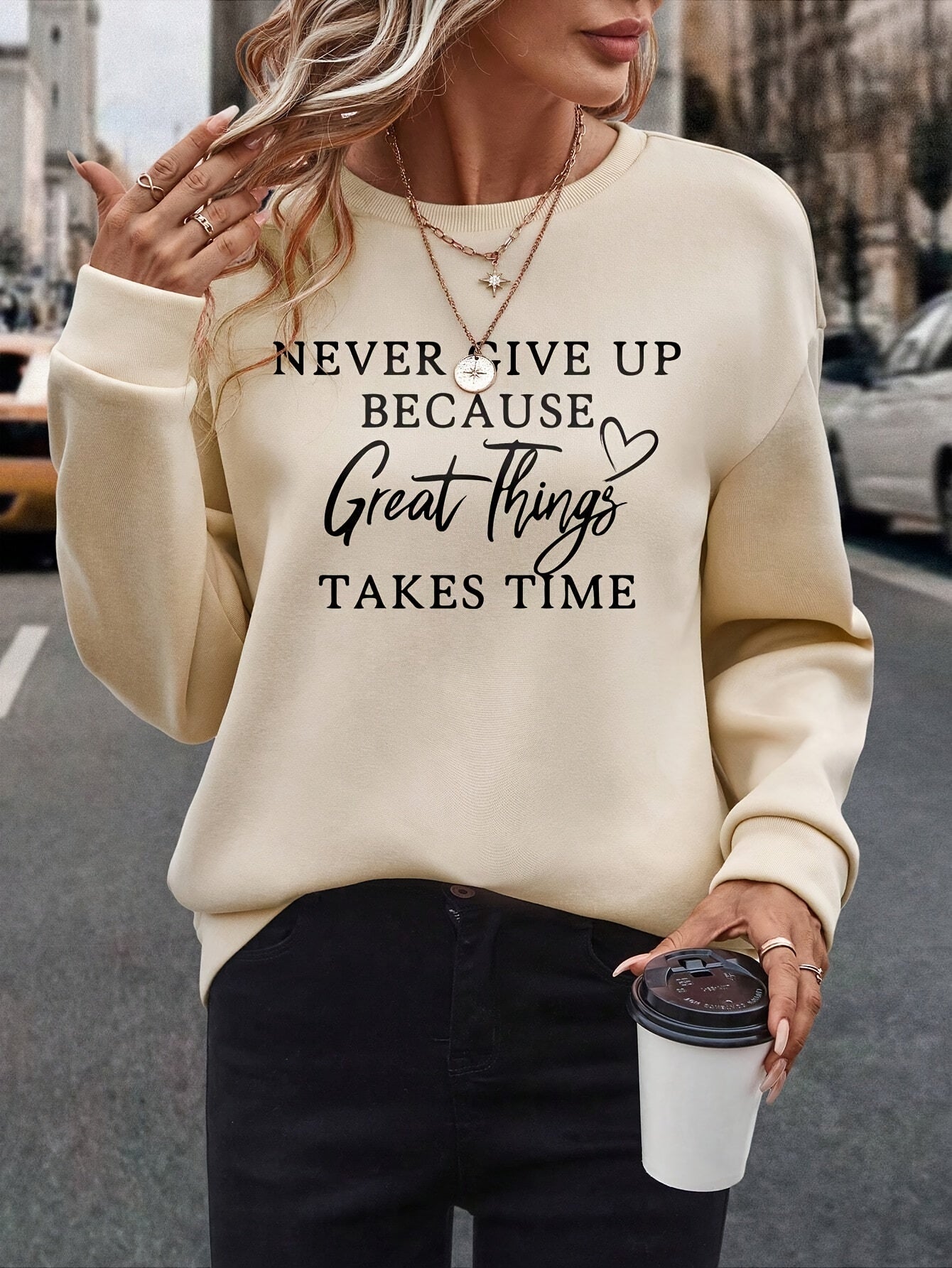 Pullover-Sweatshirt ,lässiges Langarm-Sweatshirt für Herbst und Winter