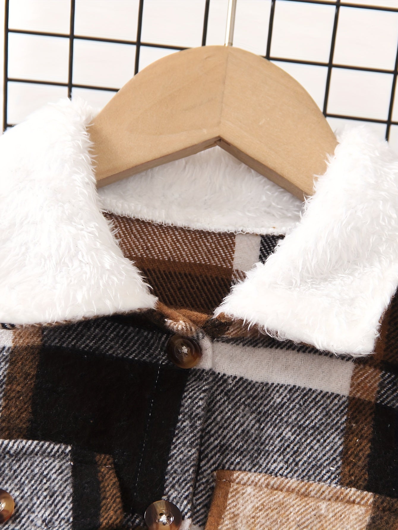 Langarmkleid aus Fleece mit Karomuster für Mädchen im mit Gürtel